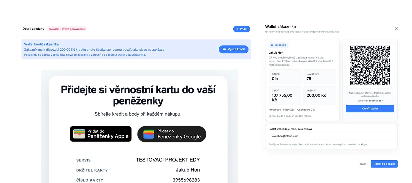 Wallet program v myrepair.app: Apple Wallet a Google Wallet
